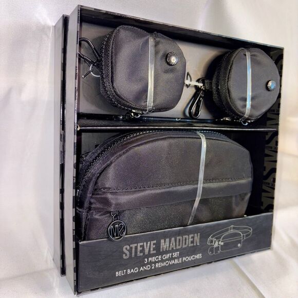 Steve Madden 3-Pc Gift Set Belt Bag + 2 Removable Pouches Coin Purse Earbud Case - Picture 2 of 4